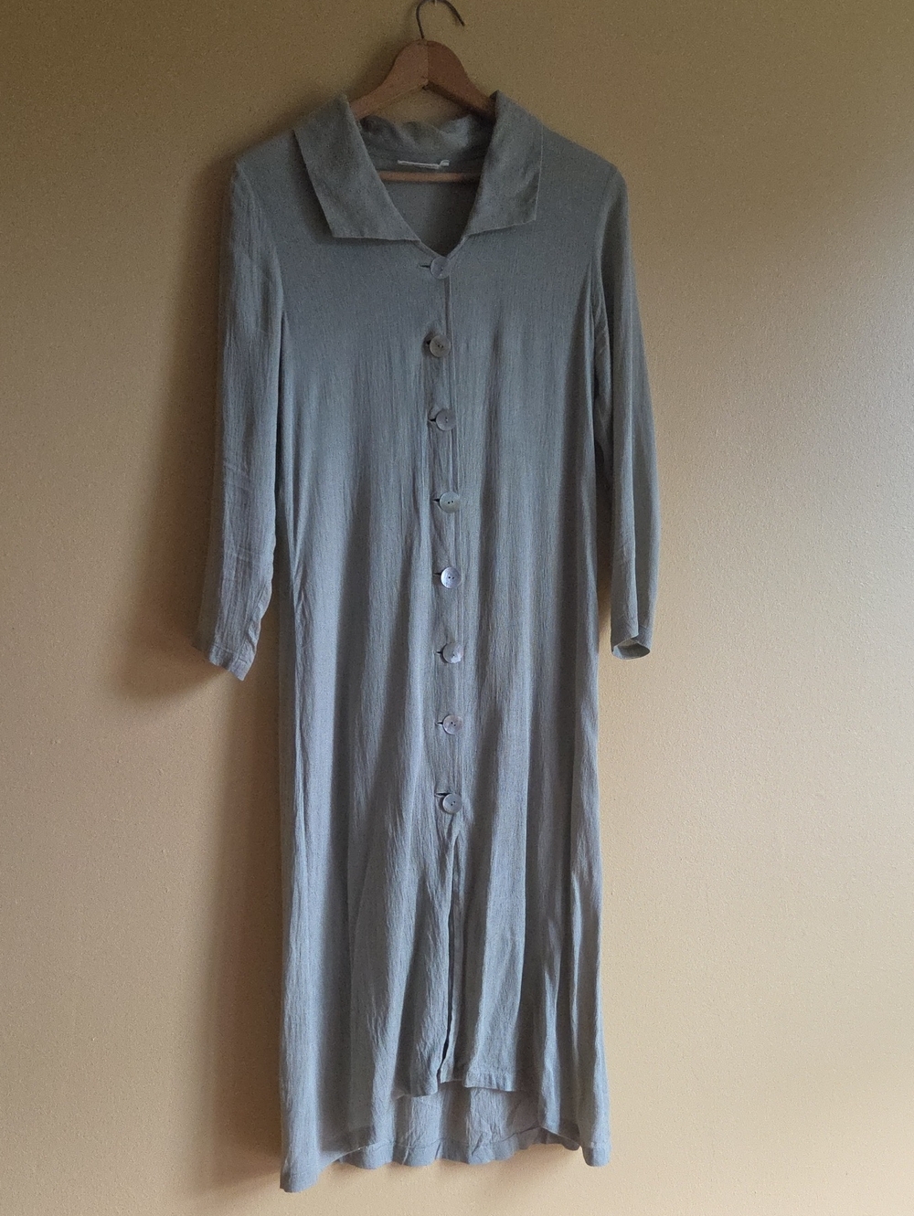 Silver Long Sleeve Button Dress